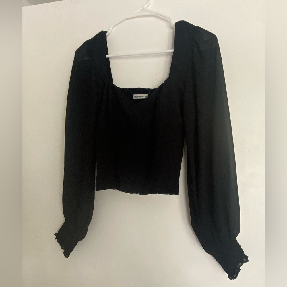 Abercrombie & Fitch Black Long Puff Sleeve Top Medium